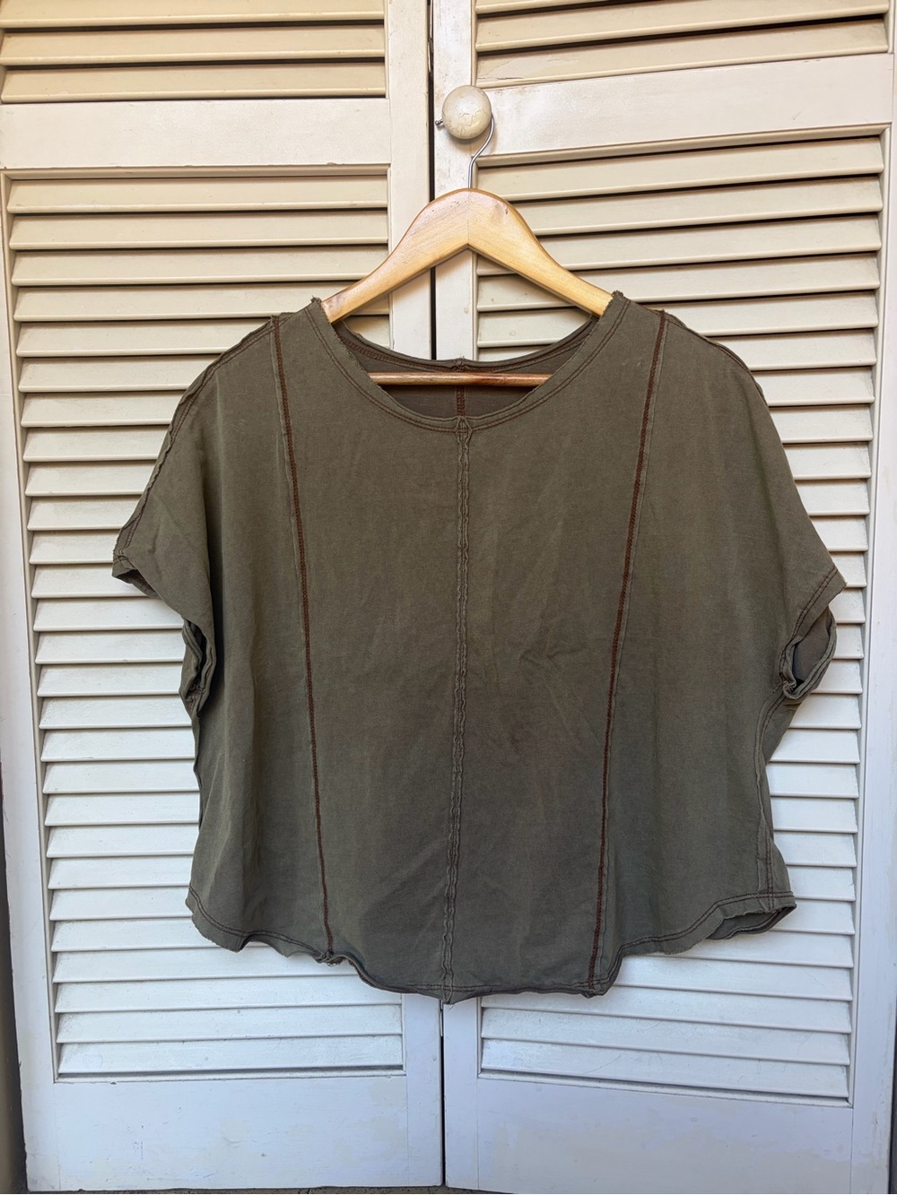 Relaxed Olive Short-Sleeve Top